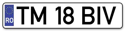 Placuta inmatriculare numar auto  TM-18-BIV, TM 18 BIV, TM18BIV