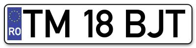Placuta inmatriculare numar auto  TM-18-BJT, TM 18 BJT, TM18BJT