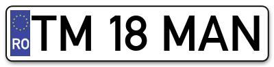 Placuta inmatriculare numar auto  TM-18-MAN, TM 18 MAN, TM18MAN