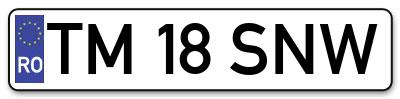 Placuta inmatriculare numar auto  TM-18-SNW, TM 18 SNW, TM18SNW