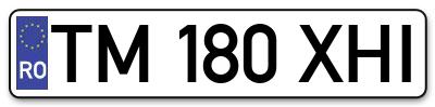 Placuta inmatriculare numar auto  TM-180-XHI, TM 180 XHI, TM180XHI