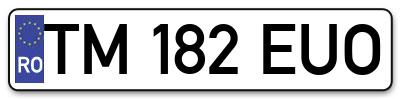 Placuta inmatriculare numar auto  TM-182-EUO, TM 182 EUO, TM182EUO