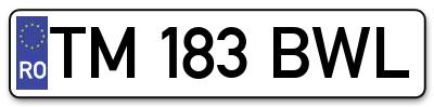 Placuta inmatriculare numar auto  TM-183-BWL, TM 183 BWL, TM183BWL