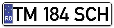 Placuta inmatriculare numar auto  TM-184-SCH, TM 184 SCH, TM184SCH