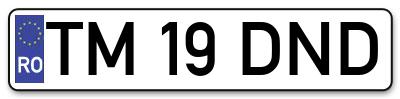Placuta inmatriculare numar auto  TM-19-DND, TM 19 DND, TM19DND