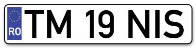 Placuta inmatriculare numar auto  TM-19-NIS, TM 19 NIS, TM19NIS
