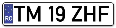Placuta inmatriculare numar auto  TM-19-ZHF, TM 19 ZHF, TM19ZHF
