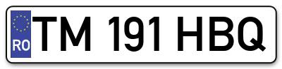Placuta inmatriculare numar auto  TM-191-HBQ, TM 191 HBQ, TM191HBQ