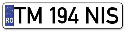 Placuta inmatriculare numar auto  TM-194-NIS, TM 194 NIS, TM194NIS