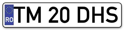 Placuta inmatriculare numar auto  TM-20-DHS, TM 20 DHS, TM20DHS