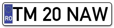 Placuta inmatriculare numar auto  TM-20-NAW, TM 20 NAW, TM20NAW
