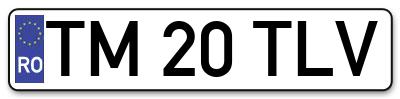 Placuta inmatriculare numar auto  TM-20-TLV, TM 20 TLV, TM20TLV