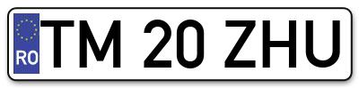 Placuta inmatriculare numar auto  TM-20-ZHU, TM 20 ZHU, TM20ZHU
