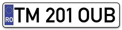Placuta inmatriculare numar auto  TM-201-OUB, TM 201 OUB, TM201OUB