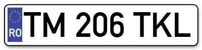 Placuta inmatriculare numar auto  TM-206-TKL, TM 206 TKL, TM206TKL
