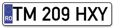 Placuta inmatriculare numar auto  TM-209-HXY, TM 209 HXY, TM209HXY