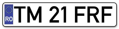 Placuta inmatriculare numar auto  TM-21-FRF, TM 21 FRF, TM21FRF