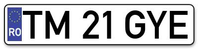 Placuta inmatriculare numar auto  TM-21-GYE, TM 21 GYE, TM21GYE