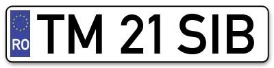 Placuta inmatriculare numar auto  TM-21-SIB, TM 21 SIB, TM21SIB
