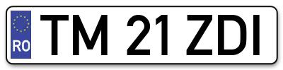 Placuta inmatriculare numar auto  TM-21-ZDI, TM 21 ZDI, TM21ZDI