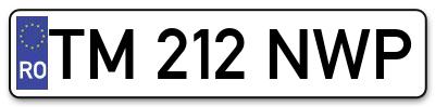 Placuta inmatriculare numar auto  TM-212-NWP, TM 212 NWP, TM212NWP
