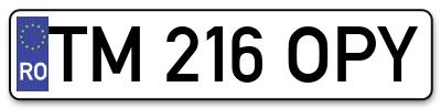 Placuta inmatriculare numar auto  TM-216-OPY, TM 216 OPY, TM216OPY