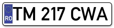 Placuta inmatriculare numar auto  TM-217-CWA, TM 217 CWA, TM217CWA
