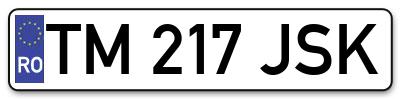 Placuta inmatriculare numar auto  TM-217-JSK, TM 217 JSK, TM217JSK