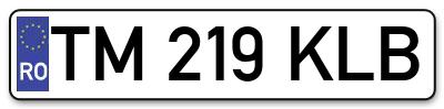 Placuta inmatriculare numar auto  TM-219-KLB, TM 219 KLB, TM219KLB