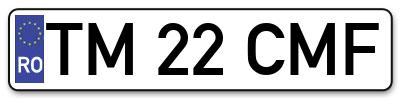 Placuta inmatriculare numar auto  TM-22-CMF, TM 22 CMF, TM22CMF