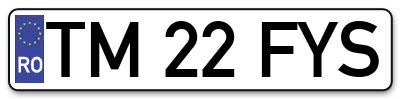 Placuta inmatriculare numar auto  TM-22-FYS, TM 22 FYS, TM22FYS