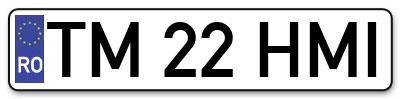 Placuta inmatriculare numar auto  TM-22-HMI, TM 22 HMI, TM22HMI
