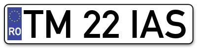 Placuta inmatriculare numar auto  TM-22-IAS, TM 22 IAS, TM22IAS