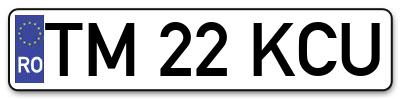 Placuta inmatriculare numar auto  TM-22-KCU, TM 22 KCU, TM22KCU
