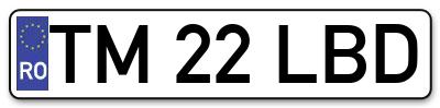 Placuta inmatriculare numar auto  TM-22-LBD, TM 22 LBD, TM22LBD