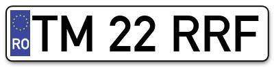 Placuta inmatriculare numar auto  TM-22-RRF, TM 22 RRF, TM22RRF
