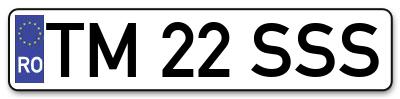 Placuta inmatriculare numar auto  TM-22-SSS, TM 22 SSS, TM22SSS