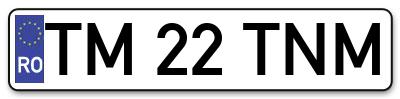 Placuta inmatriculare numar auto  TM-22-TNM, TM 22 TNM, TM22TNM