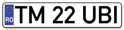Placuta inmatriculare numar auto  TM-22-UBI, TM 22 UBI, TM22UBI