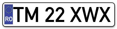 Placuta inmatriculare numar auto  TM-22-XWX, TM 22 XWX, TM22XWX