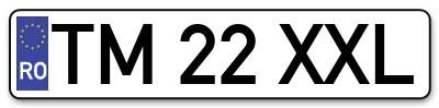 Placuta inmatriculare numar auto  TM-22-XXL, TM 22 XXL, TM22XXL