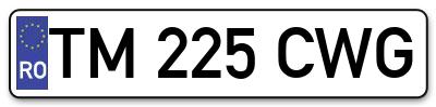 Placuta inmatriculare numar auto  TM-225-CWG, TM 225 CWG, TM225CWG