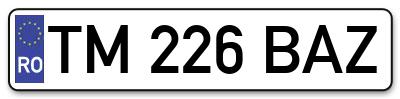 Placuta inmatriculare numar auto  TM-226-BAZ, TM 226 BAZ, TM226BAZ