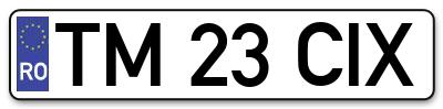 Placuta inmatriculare numar auto  TM-23-CIX, TM 23 CIX, TM23CIX