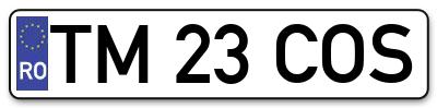 Placuta inmatriculare numar auto  TM-23-COS, TM 23 COS, TM23COS