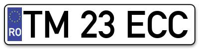 Placuta inmatriculare numar auto  TM-23-ECC, TM 23 ECC, TM23ECC