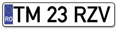 Placuta inmatriculare numar auto  TM-23-RZV, TM 23 RZV, TM23RZV
