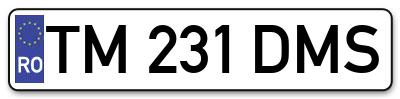 Placuta inmatriculare numar auto  TM-231-DMS, TM 231 DMS, TM231DMS