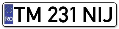 Placuta inmatriculare numar auto  TM-231-NIJ, TM 231 NIJ, TM231NIJ
