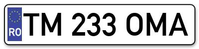 Placuta inmatriculare numar auto  TM-233-OMA, TM 233 OMA, TM233OMA